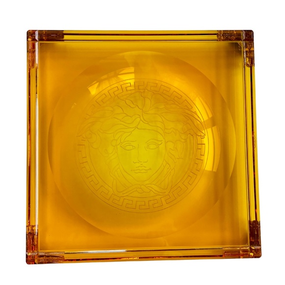 Versace x Rosenthal Medusa Prisma Amber Glass Square Vide Poche Decorative Tray - Picture 1 of 16